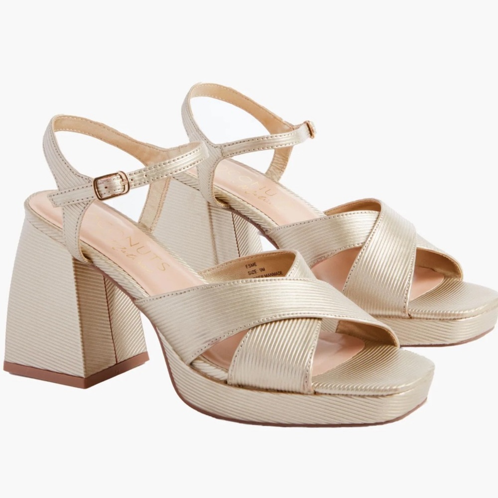 Tuckernuck Gold Strappy Block Heel Sandals